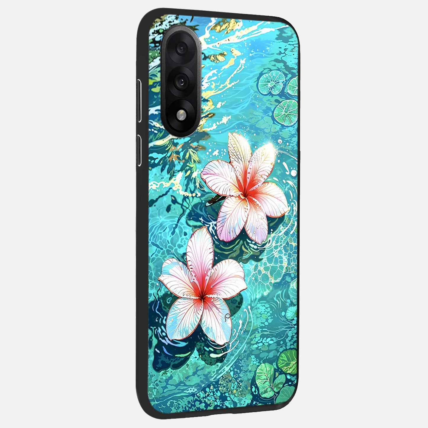  Pink Flowers in Water back cover For Oneplus Nord 5 slim fit glass case with vibrant aesthetic design