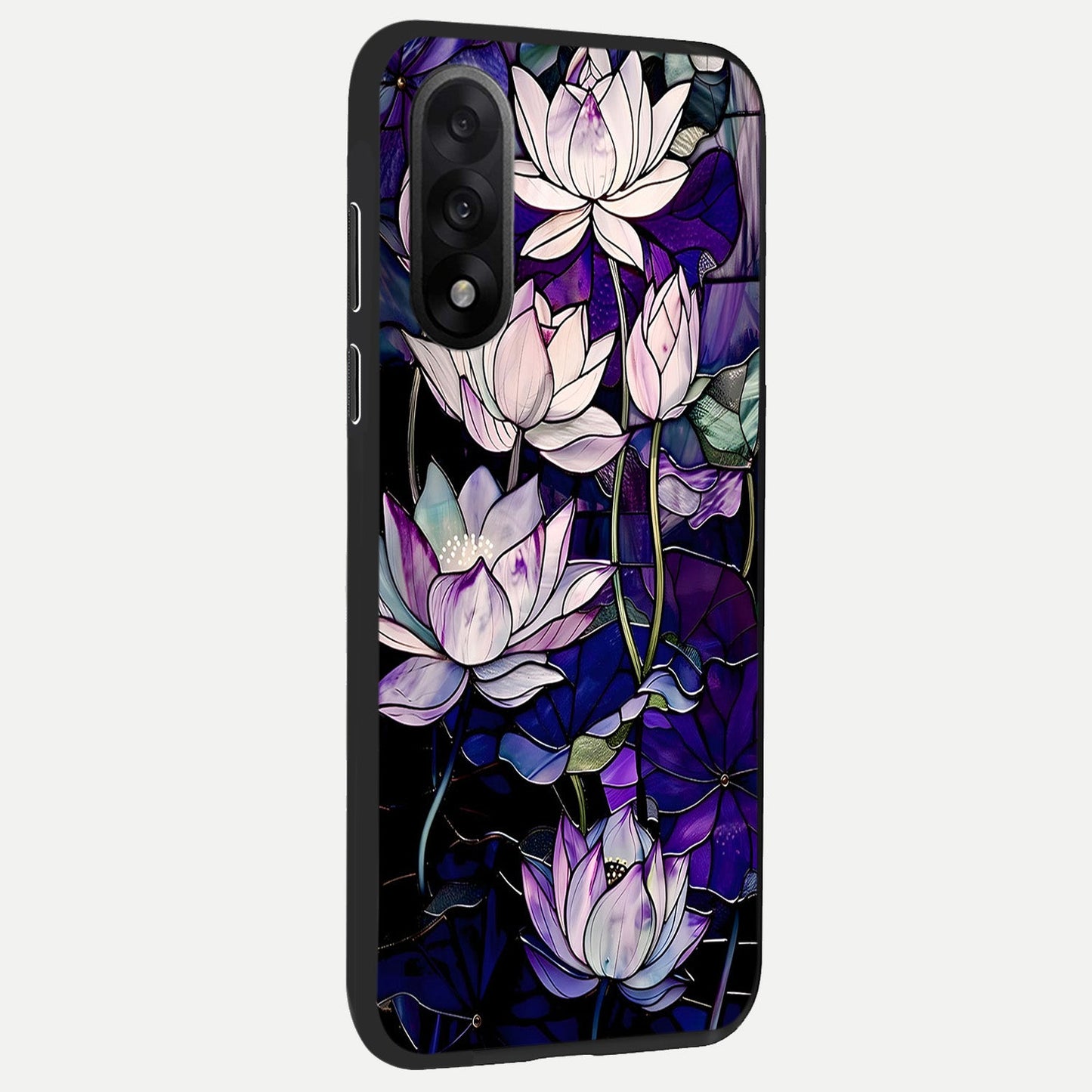  Purple Lotus Pattern back cover For Oneplus Nord 5 slim fit glass case with vibrant aesthetic design