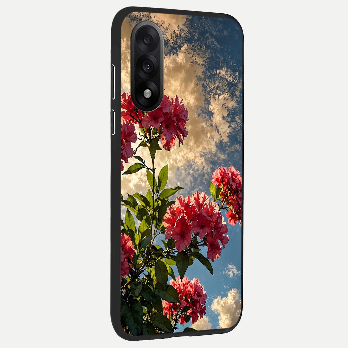  Red Bloom Skies back cover For Oneplus Nord 5 slim fit glass case with vibrant aesthetic design