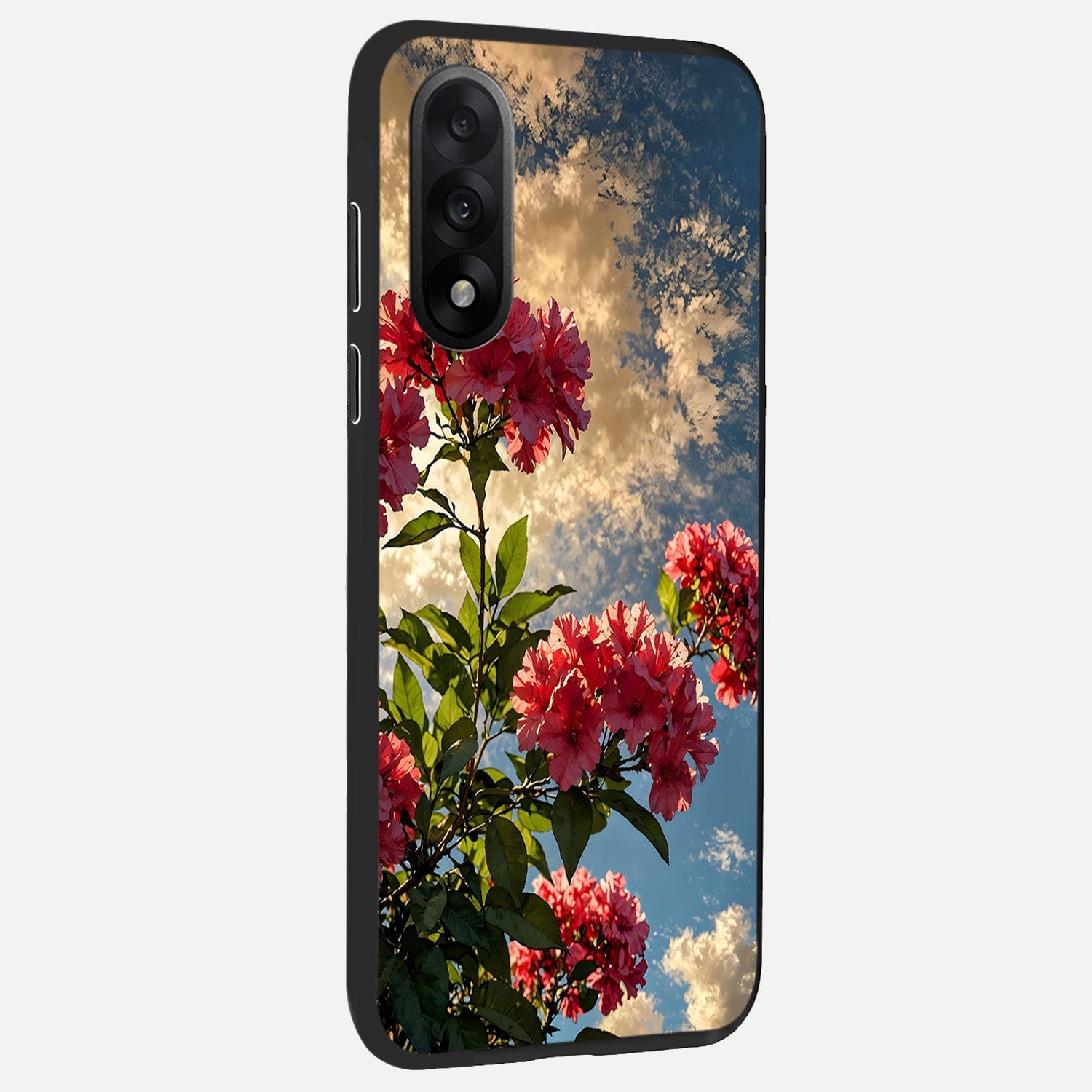  Red Bloom Skies back cover For Oneplus Nord 5 slim fit glass case with vibrant aesthetic design