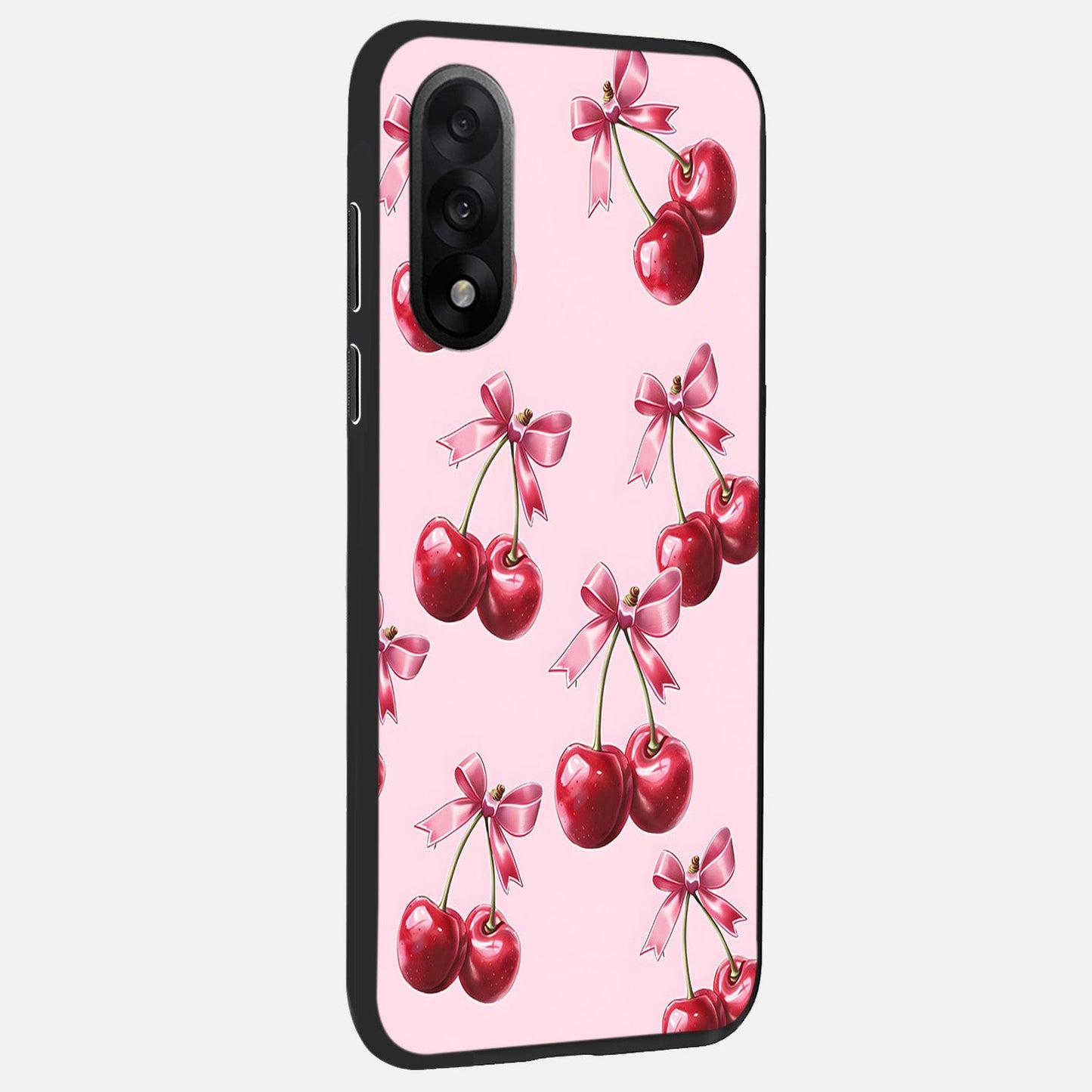  Red Cherries Pattern back cover For Oneplus Nord 5 slim fit glass case with vibrant aesthetic design