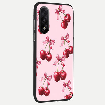  Red Cherries Pattern back cover For Oneplus Nord 5 slim fit glass case with vibrant aesthetic design