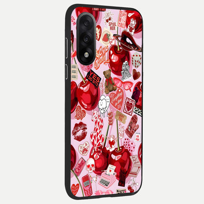  Sweet Cherry Chaos back cover For Oneplus Nord 5 slim fit glass case with vibrant aesthetic design