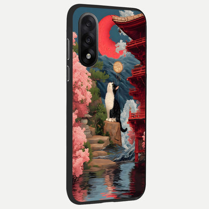  Temple Cat Scenery back cover For Oneplus Nord 5 slim fit glass case with vibrant aesthetic design