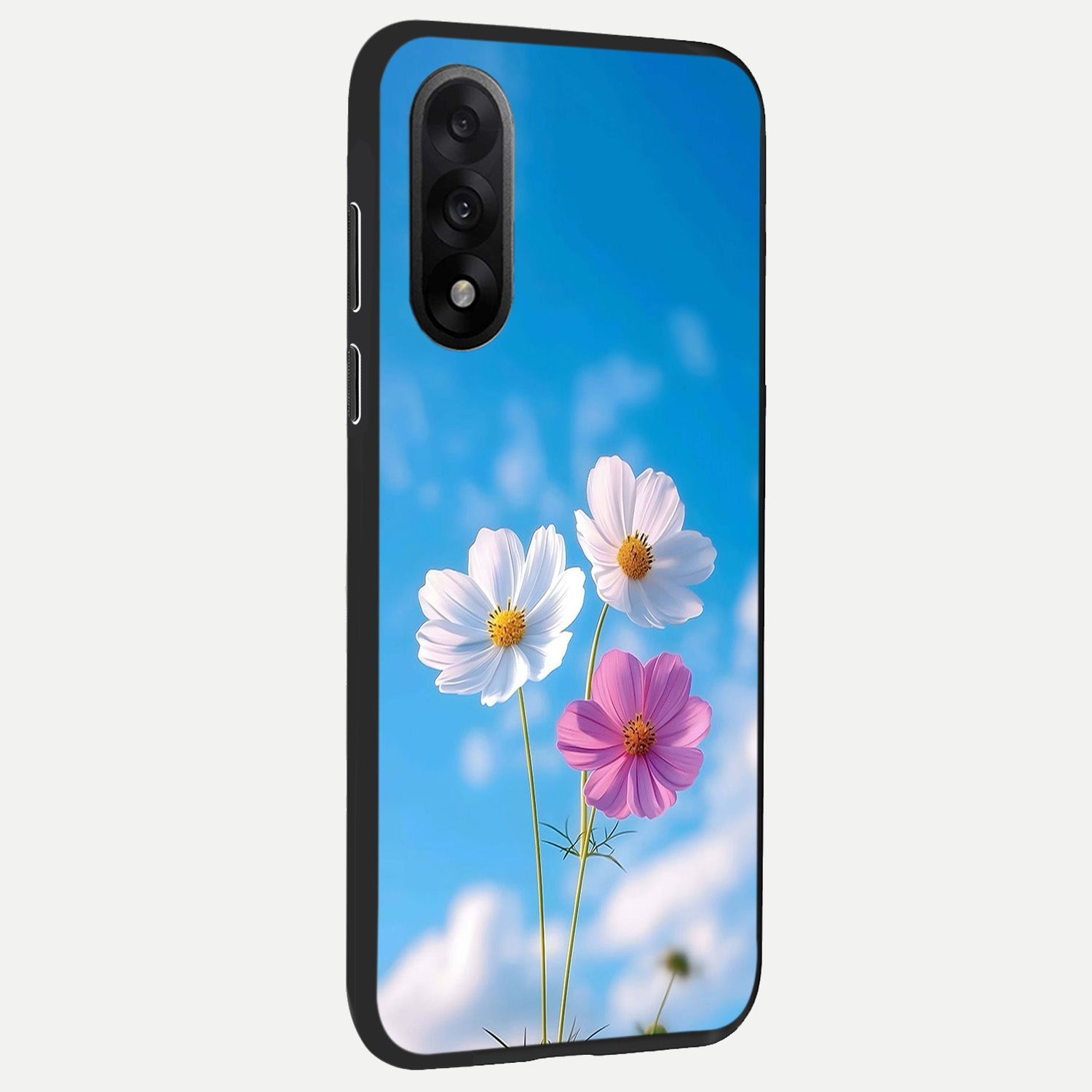 Tripple Flowers With Sky back cover For Oneplus Nord 5 slim fit glass case with vibrant aesthetic design