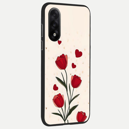  Tulip With Heart back cover For Oneplus Nord 5 slim fit glass case with vibrant aesthetic design