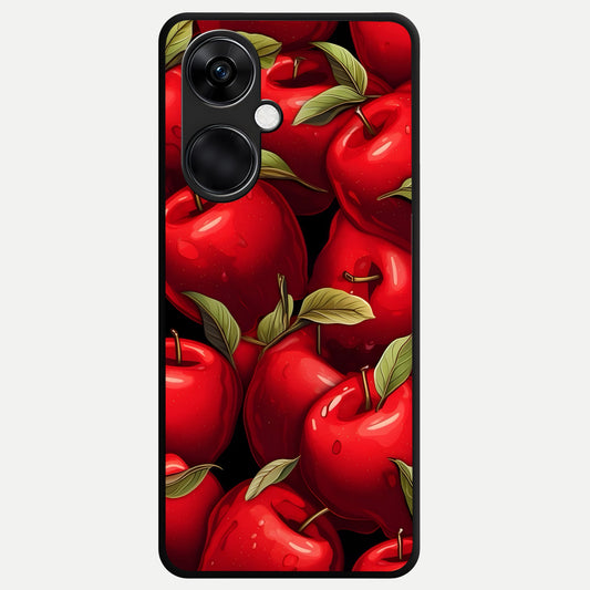  Apple Pattern Glass Case For Oneplus Nord CE3 back cover – full design glossy printed glass finish
