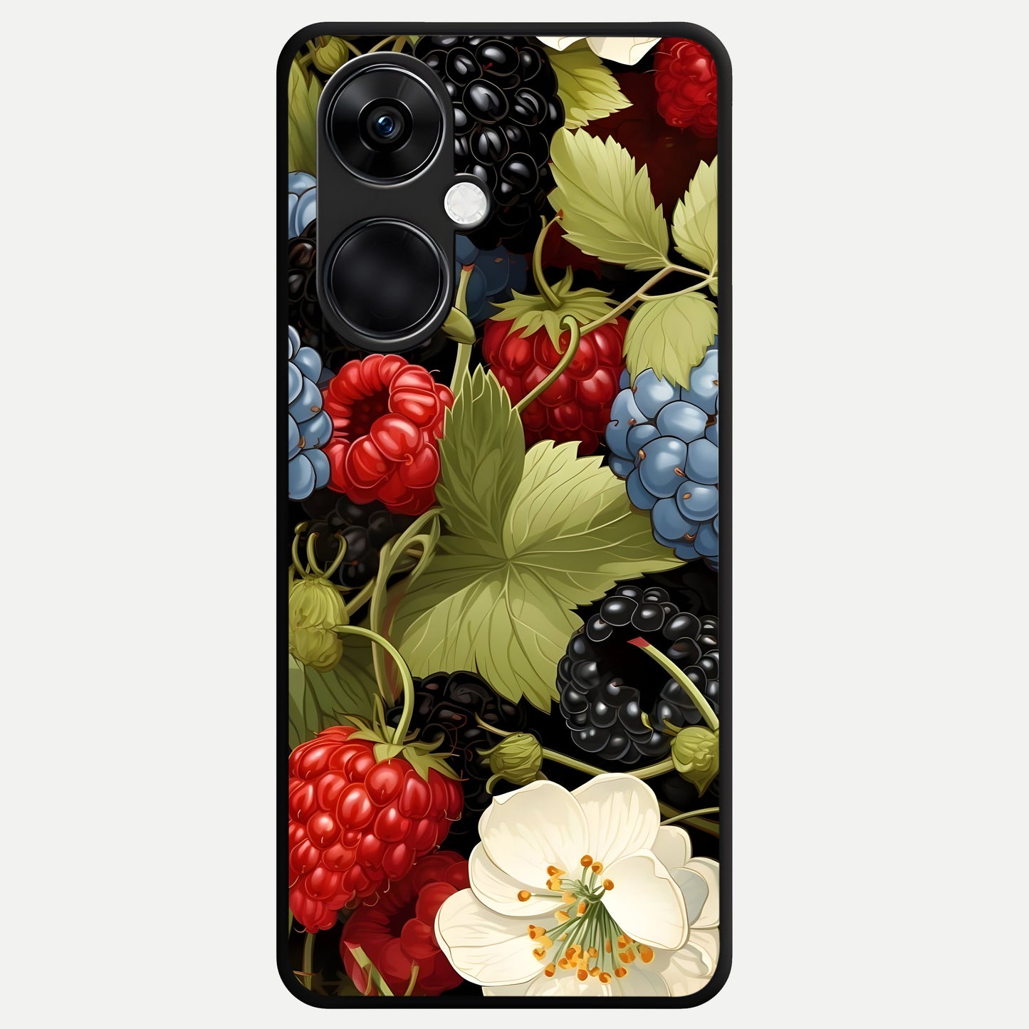  Berry Bloom Charm Glass Case For Oneplus Nord CE3 back cover – full design glossy printed glass finish