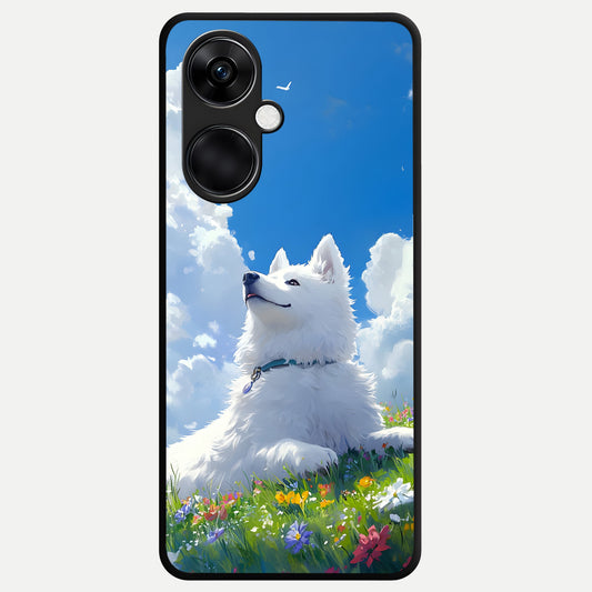  Blissful Cloud Pup Glass Case For Oneplus Nord CE3 back cover – full design glossy printed glass finish