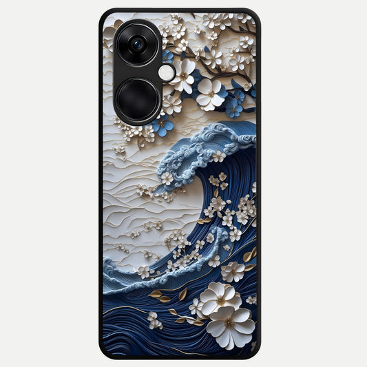  Blossom Wave Art Glass Case For Oneplus Nord CE3 back cover – full design glossy printed glass finish
