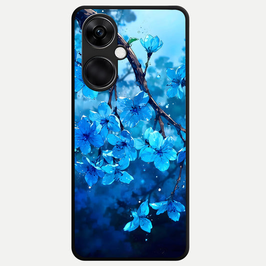  Blue Blossoms Branch Glass Case For Oneplus Nord CE3 back cover – full design glossy printed glass finish