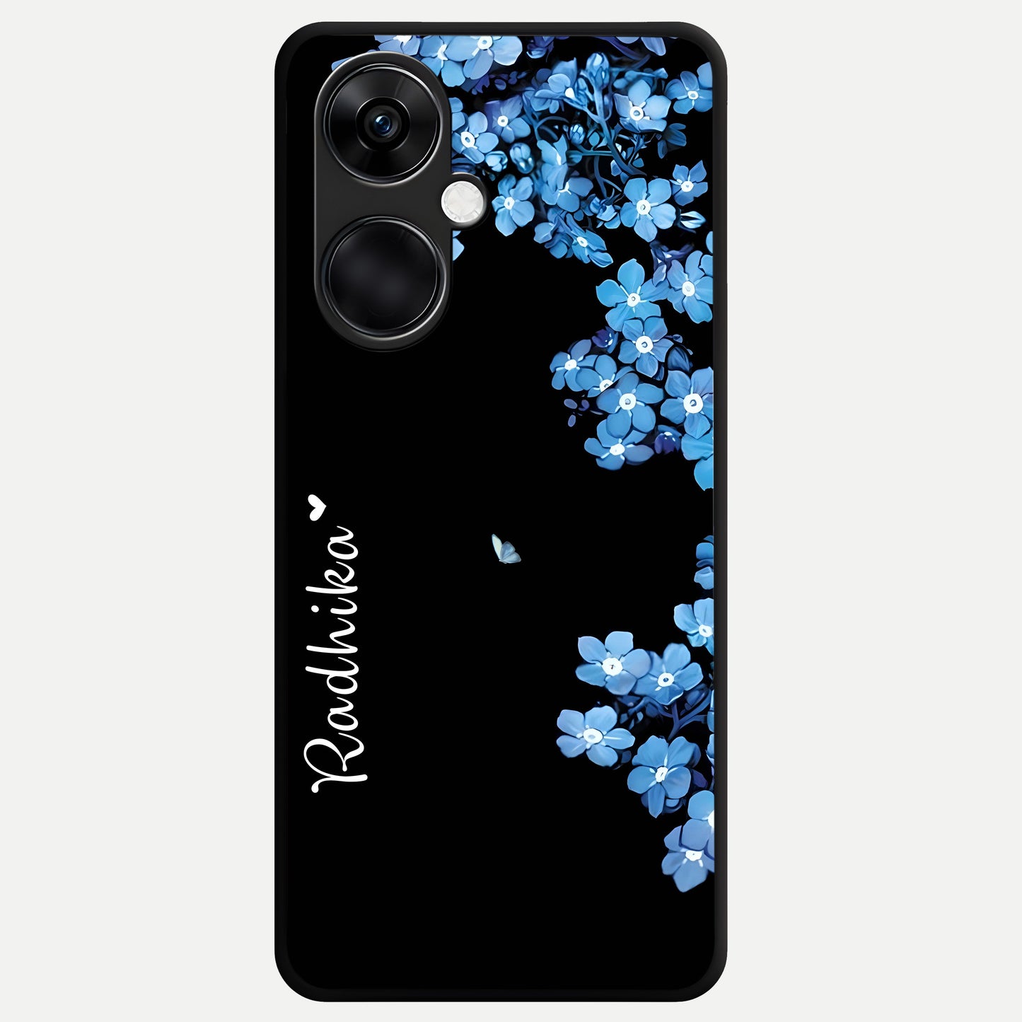  Blue Petal Dream Custom Name Glass Case For Oneplus Nord CE3 back cover – full design glossy printed glass finish