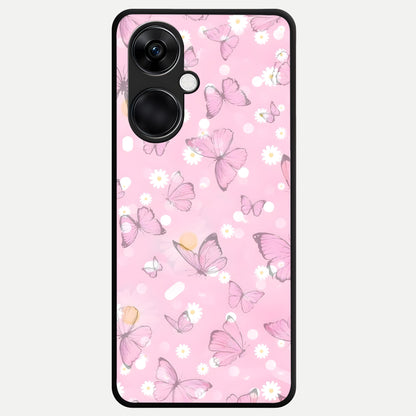  Blush Butterfly Garden Glass Case For Oneplus Nord CE3 back cover – full design glossy printed glass finish