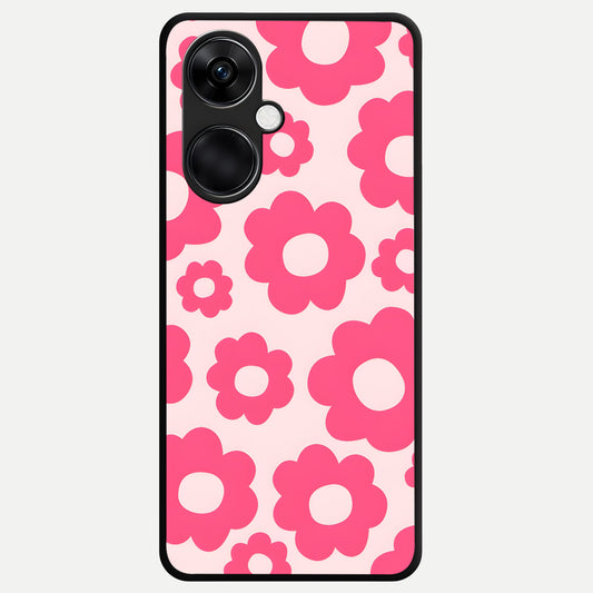  Blush Flower Pop Glass Case For Oneplus Nord CE3 back cover – full design glossy printed glass finish