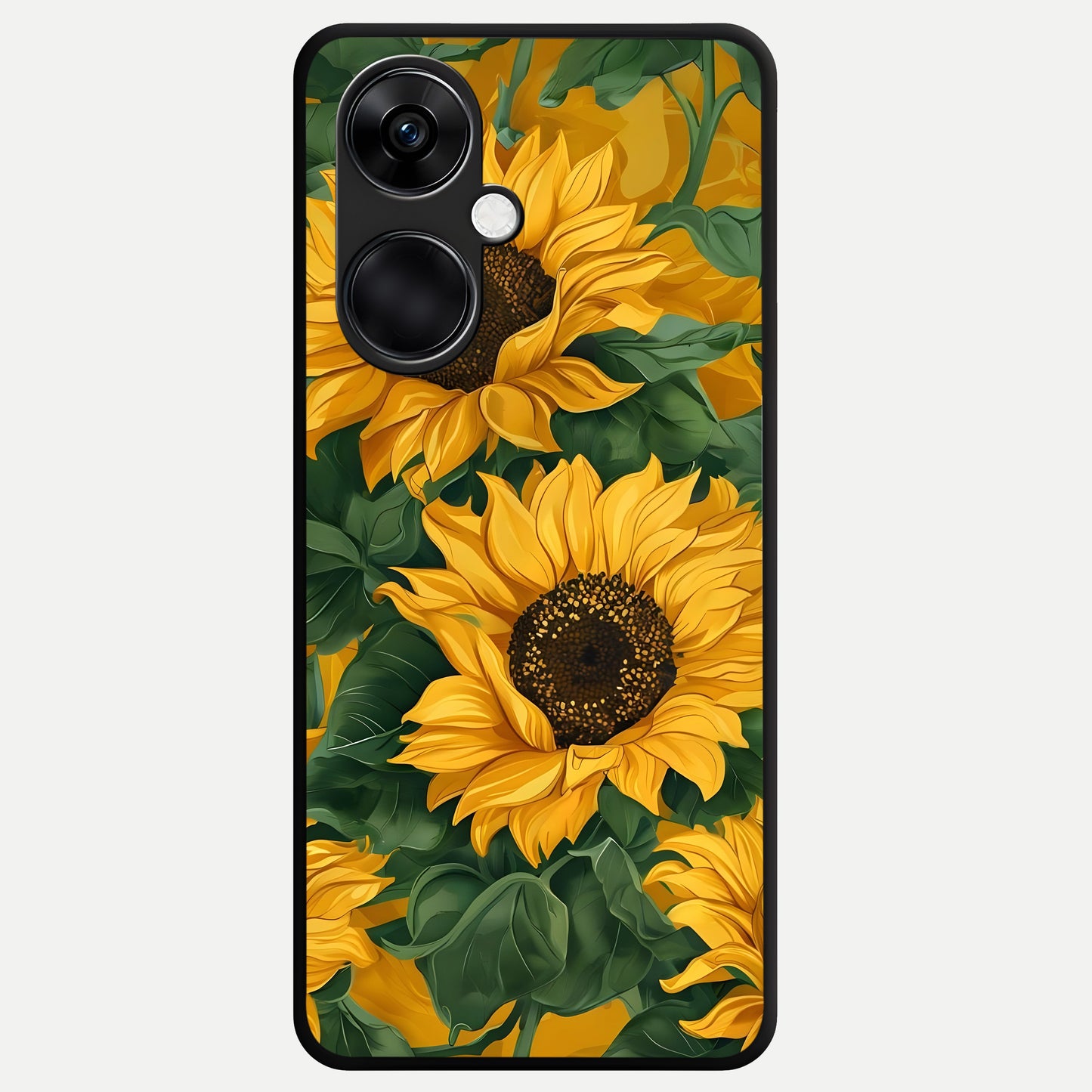  Bright Sunflower Bloom Glass Case For Oneplus Nord CE3 back cover – full design glossy printed glass finish
