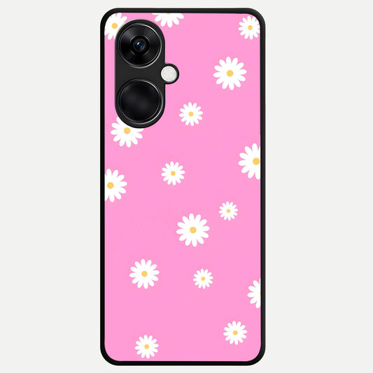  Bubblegum Daisy Pop Glass Case For Oneplus Nord CE3 back cover – full design glossy printed glass finish