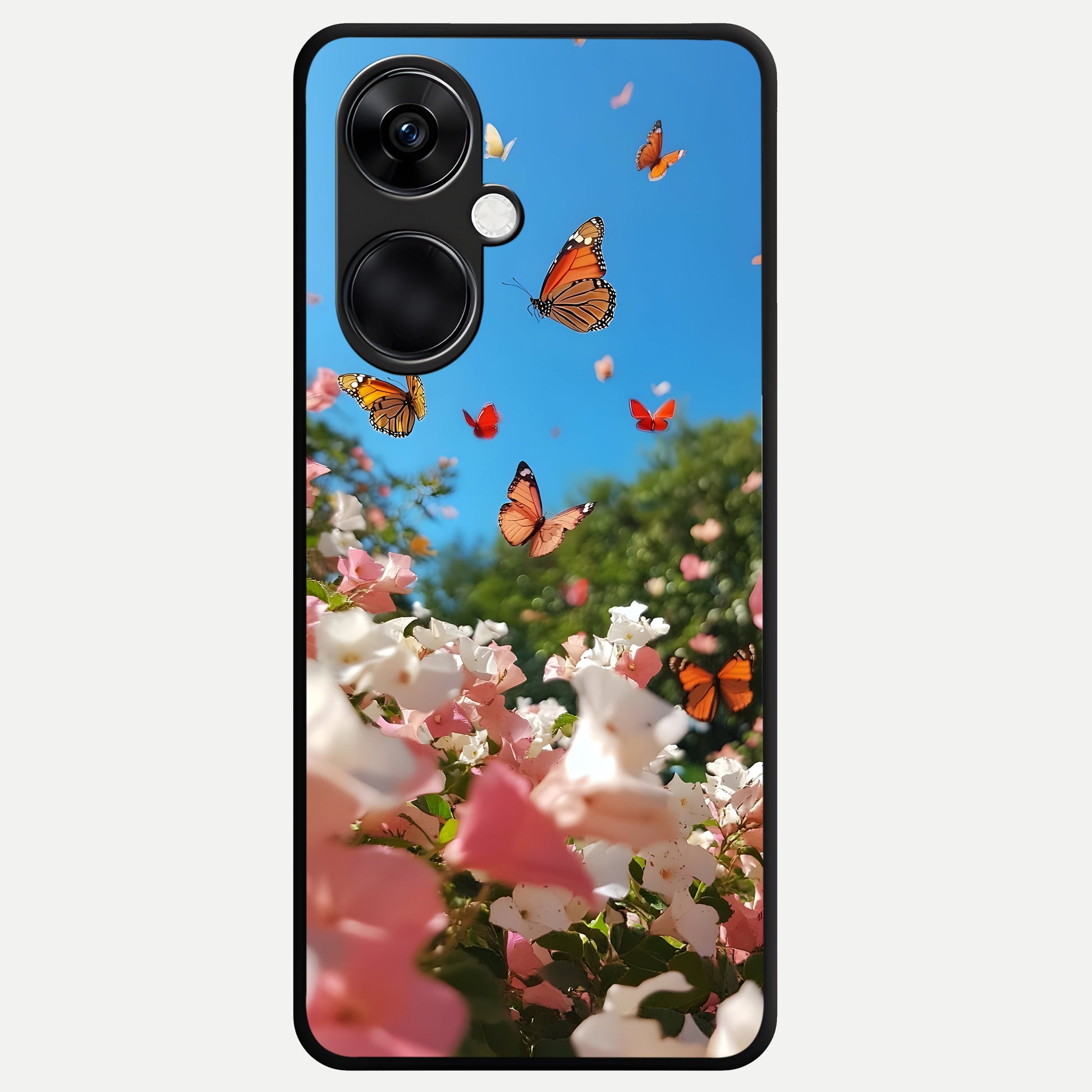  Butterflies In Bloom Sky Glass Case For Oneplus Nord CE3 back cover – full design glossy printed glass finish