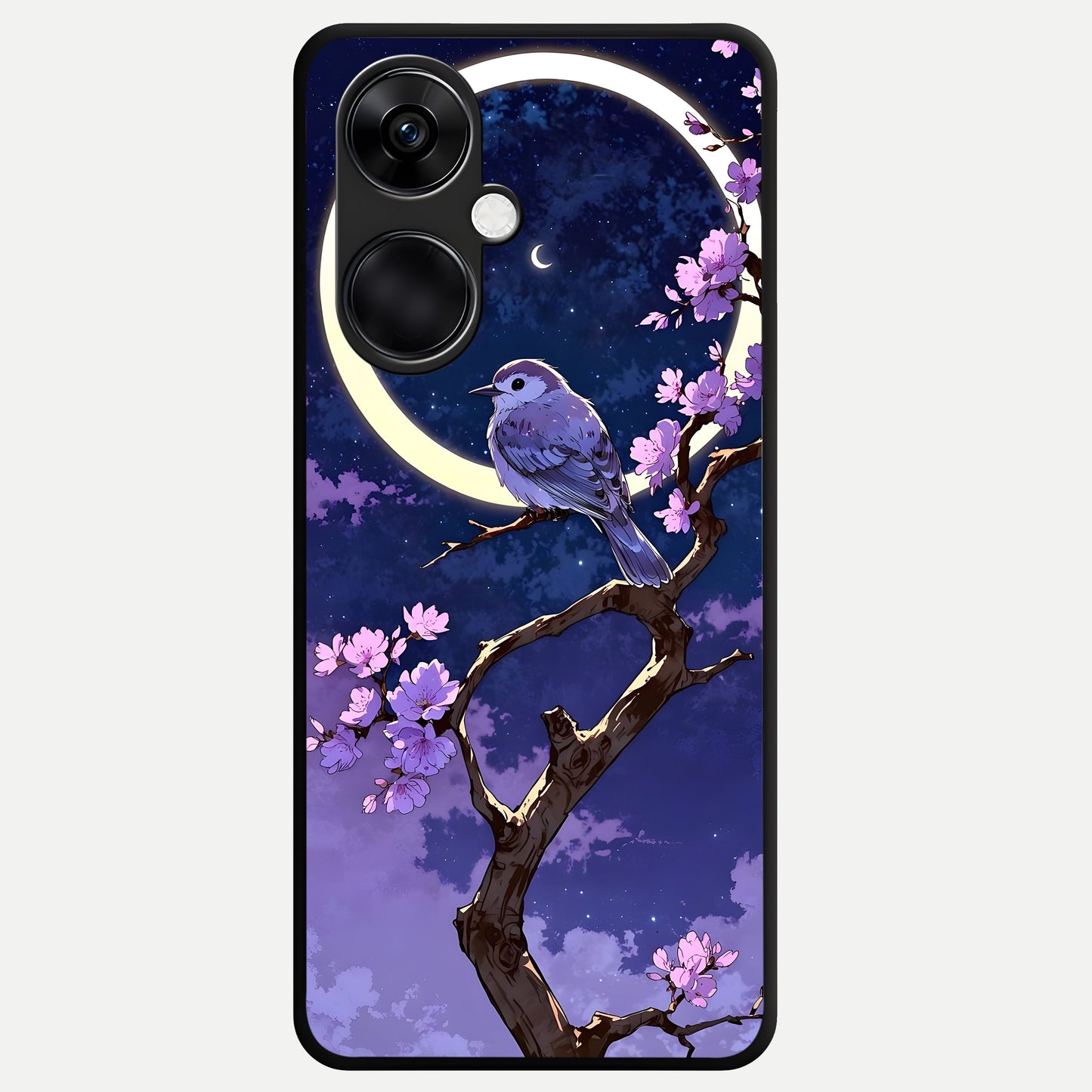 Celestial Bird Blossom Glass Case For Oneplus Nord CE3 back cover – full design glossy printed glass finish