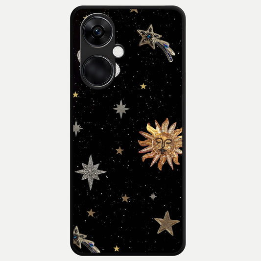  Celestial Moon With Stars Glass Case For Oneplus Nord CE3 back cover – full design glossy printed glass finish