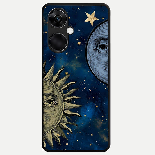  Celestial Moon With Sun Glass Case For Oneplus Nord CE3 back cover – full design glossy printed glass finish