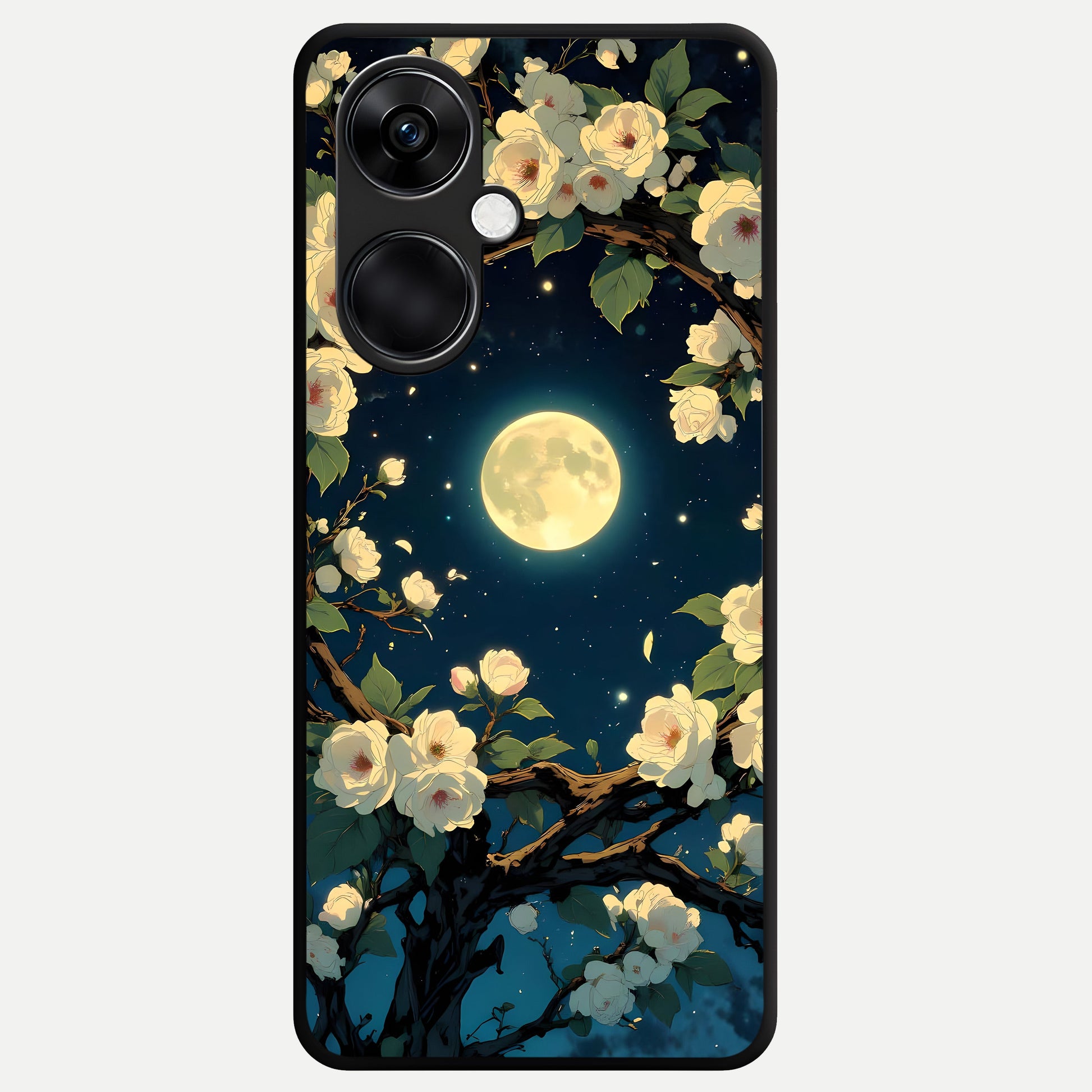  Celestial Moon And Flower Glass Case For Oneplus Nord CE3 back cover – full design glossy printed glass finish