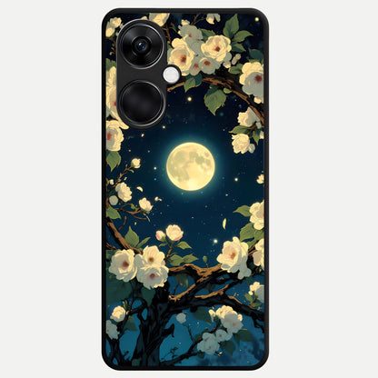  Celestial Moon And Flower Glass Case For Oneplus Nord CE3 back cover – full design glossy printed glass finish