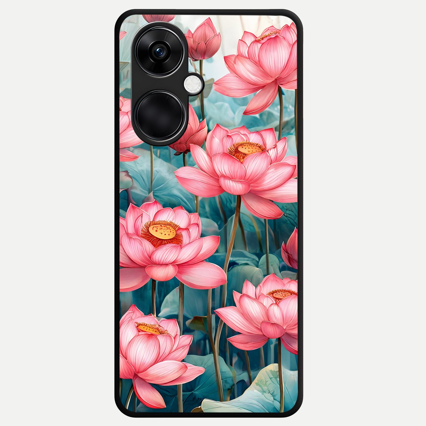  Celestial Pink Lotus Glass Case For Oneplus Nord CE3 back cover – full design glossy printed glass finish