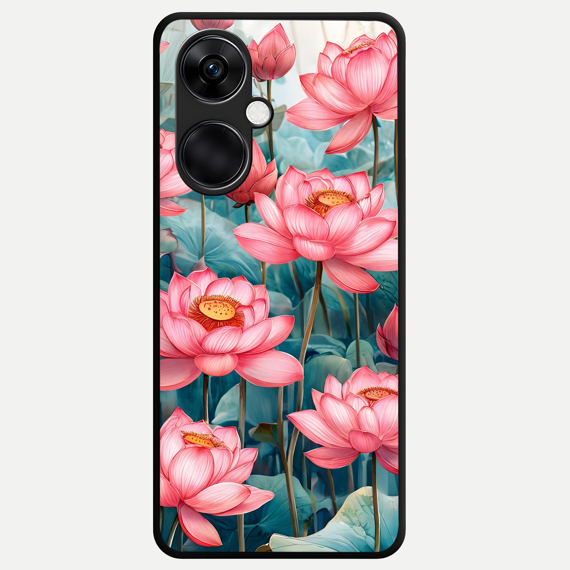  Celestial Pink Lotus Glass Case For Oneplus Nord CE3 back cover – full design glossy printed glass finish