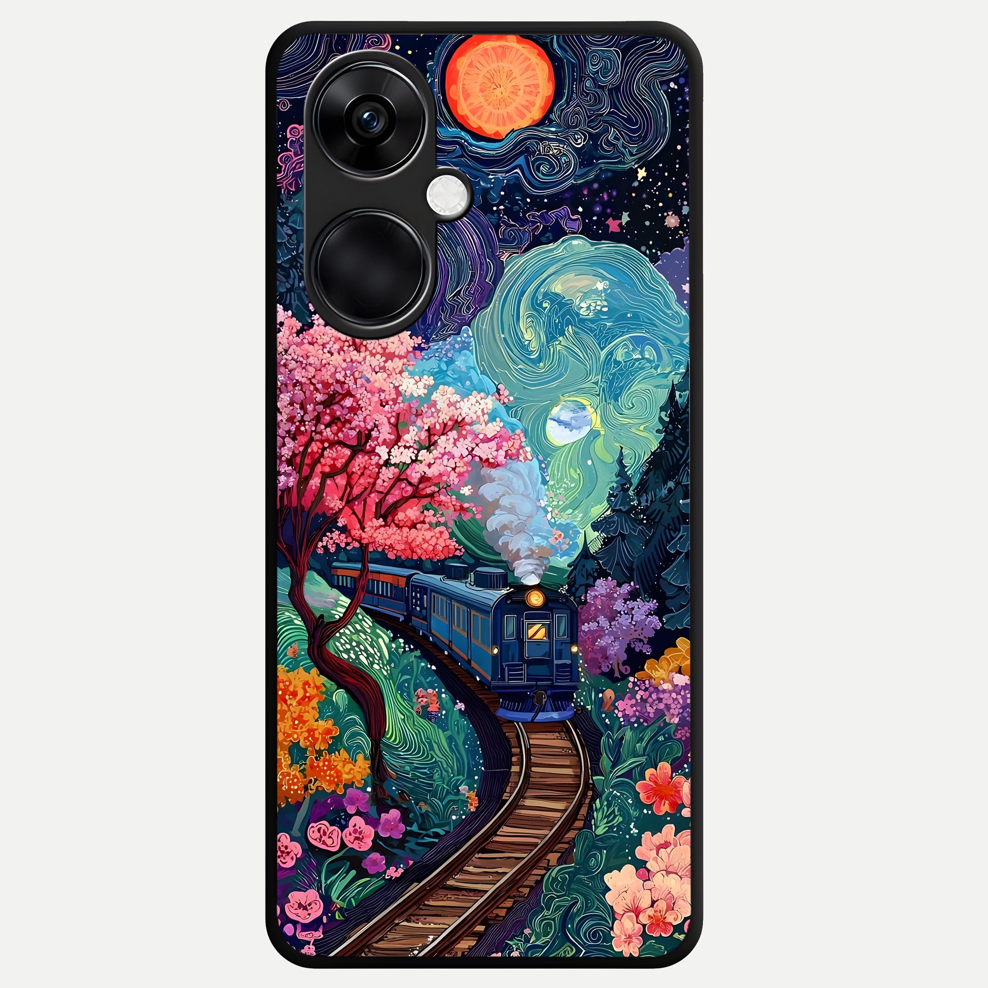  Celestial Train Journey Glass Case For Oneplus Nord CE3 back cover – full design glossy printed glass finish