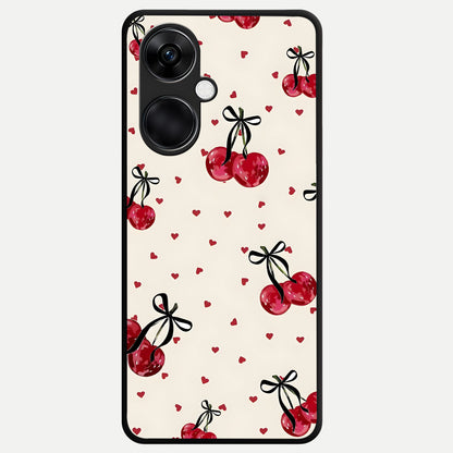  Cherry Heart Bow Glass Case For Oneplus Nord CE3 back cover – full design glossy printed glass finish