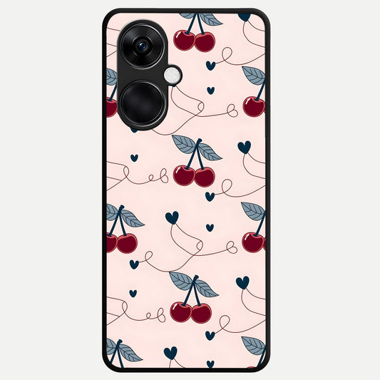  Cherry Heart Line Glass Case For Oneplus Nord CE3 back cover – full design glossy printed glass finish
