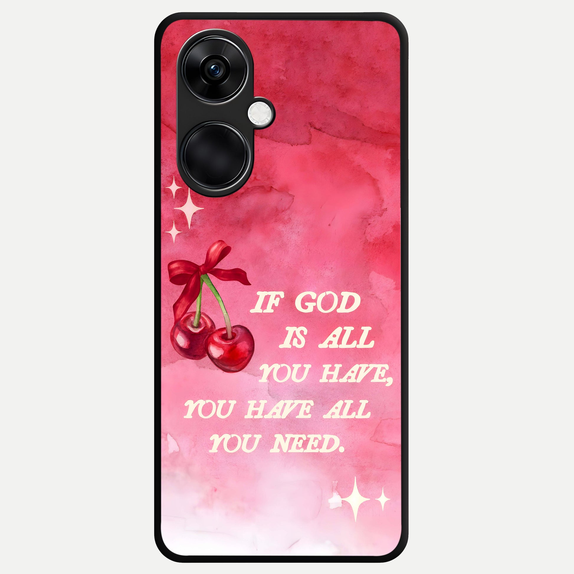  Cherry Quote Glass Case For Oneplus Nord CE3 back cover – full design glossy printed glass finish
