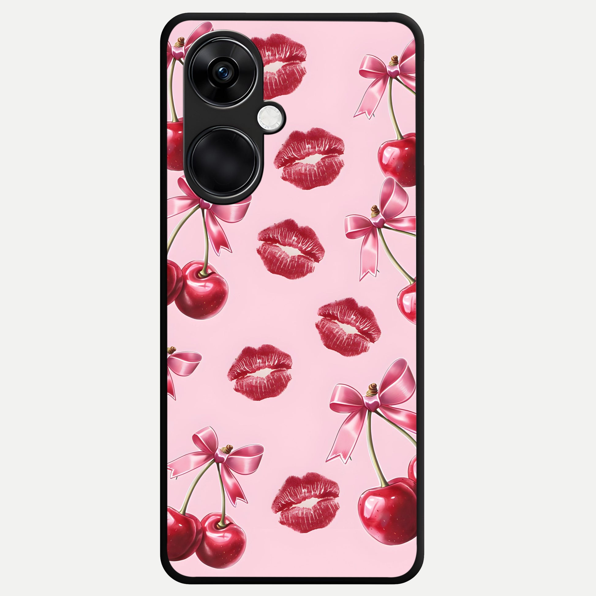  Cherry With Lips Glass Case For Oneplus Nord CE3 back cover – full design glossy printed glass finish