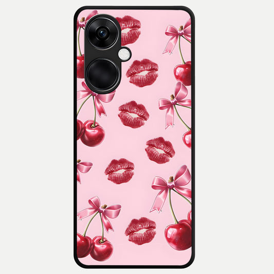  Cherry With Lips Glass Case For Oneplus Nord CE3 back cover – full design glossy printed glass finish