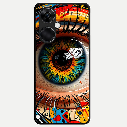  Colorful Eye Glass Case For Oneplus Nord CE3 back cover – full design glossy printed glass finish