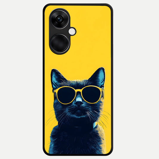  Cool Cat Vibes Glass Case For Oneplus Nord CE3 back cover – full design glossy printed glass finish