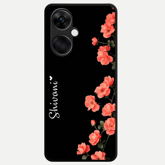  Crimson Bloom Grace Custom Name Glass Case For Oneplus Nord CE3 back cover – full design glossy printed glass finish
