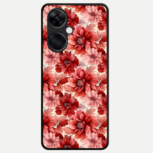  Crimson Love Petals Glass Case For Oneplus Nord CE3 back cover – full design glossy printed glass finish