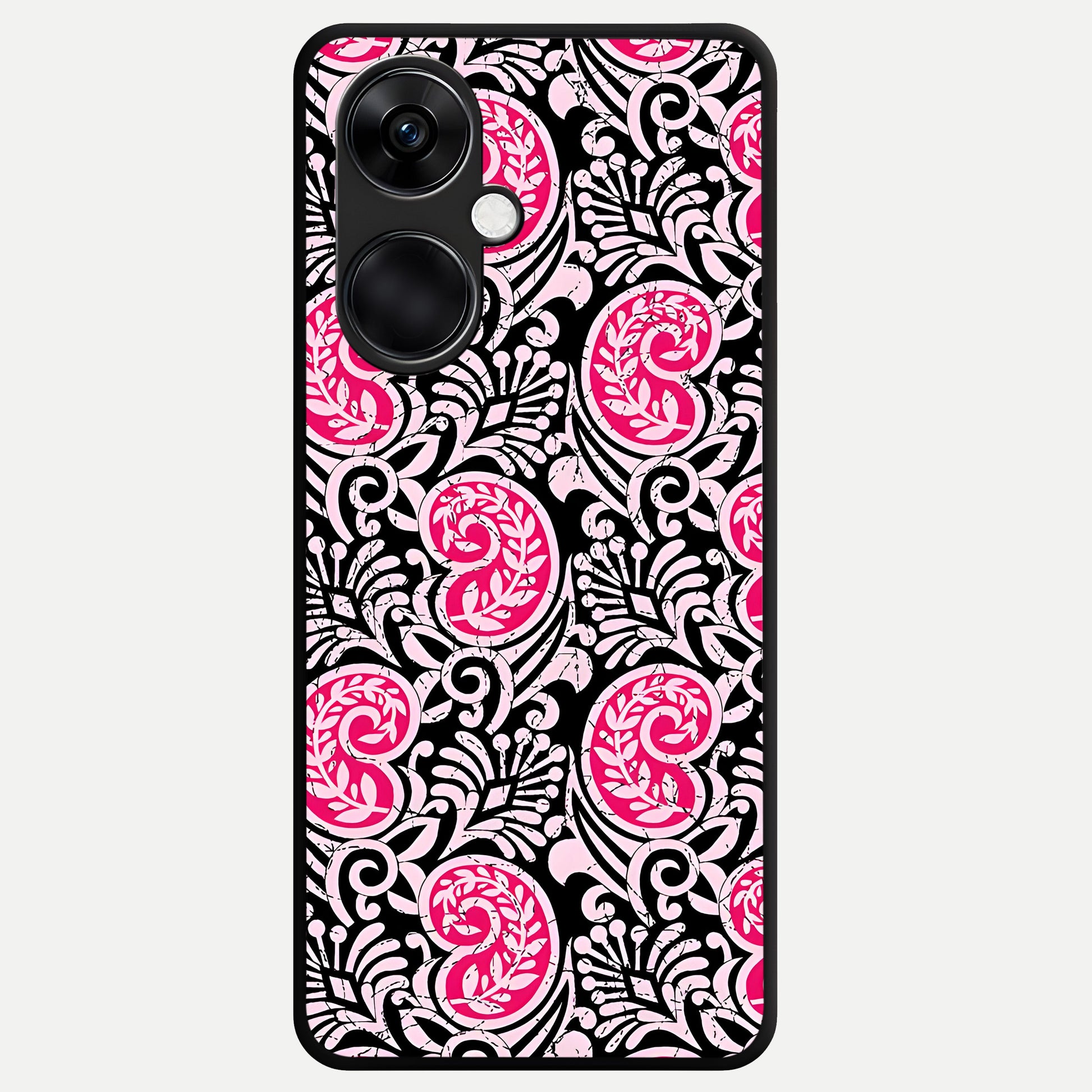 Crimson Paisley Charm Glass Case For Oneplus Nord CE3 back cover – full design glossy printed glass finish