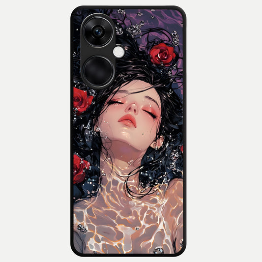  Crimson Rose Serenity Glass Case For Oneplus Nord CE3 back cover – full design glossy printed glass finish
