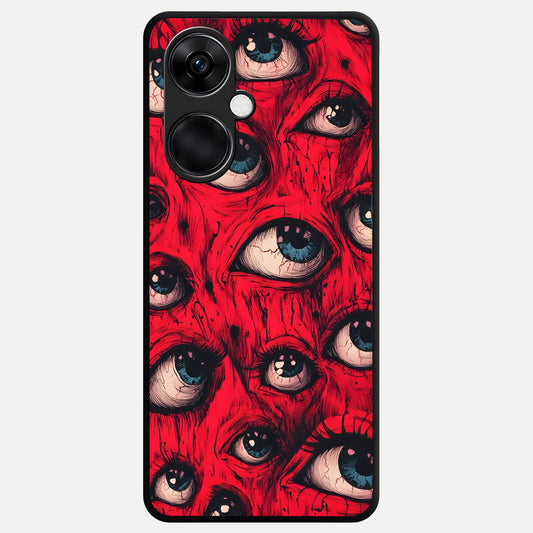 Crimson Watch Eyes Glass Case For Oneplus Nord CE3 back cover – full design glossy printed glass finish