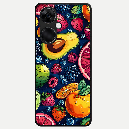  Cute Fruits Art Glass Case For Oneplus Nord CE3 back cover – full design glossy printed glass finish