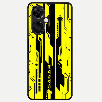  Electric Pulse CYBERPUNK Custom Name Glass Case For Oneplus Nord CE3 back cover – full design glossy printed glass finish