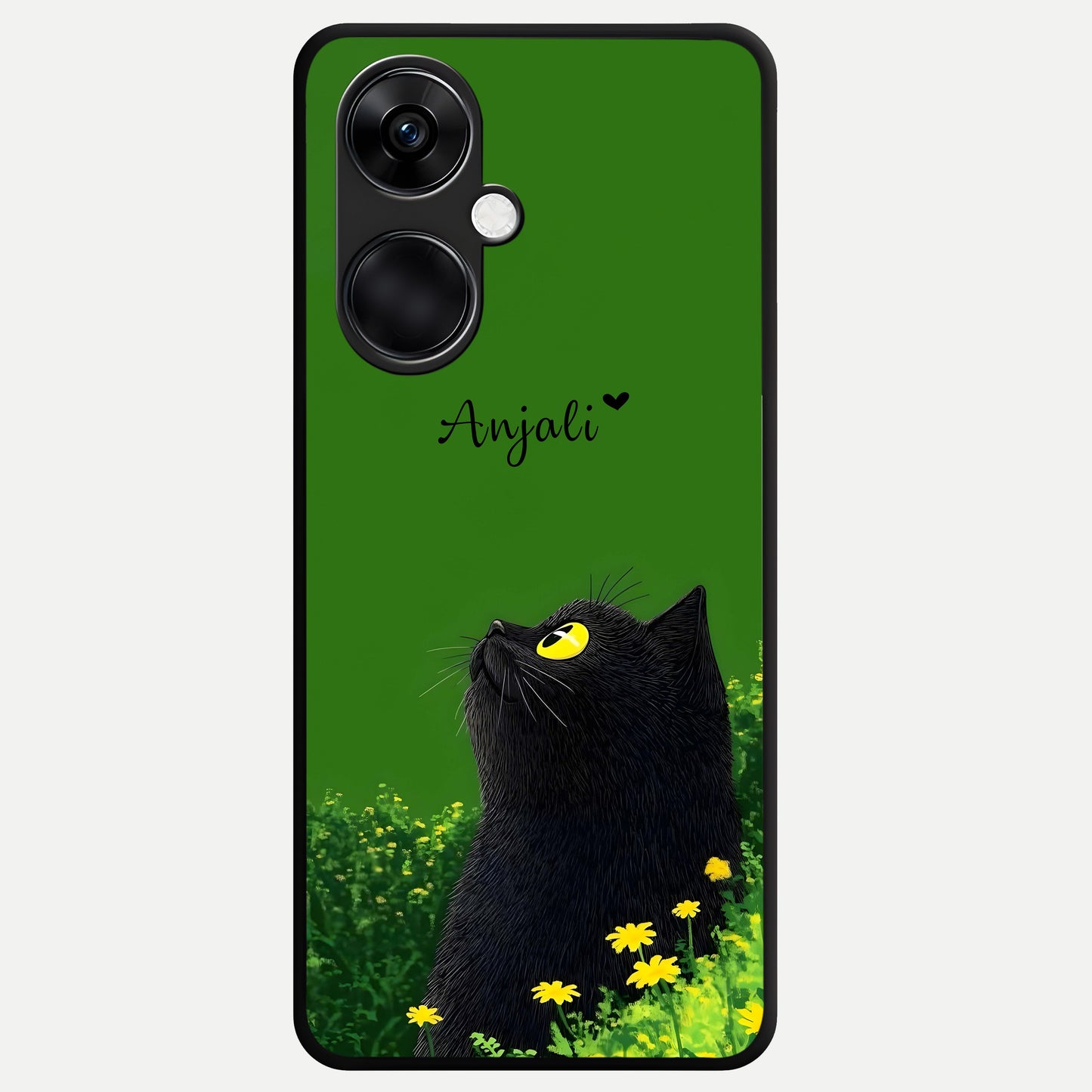  Emerald Cat Custom Name Glass Case For Oneplus Nord CE3 back cover – full design glossy printed glass finish