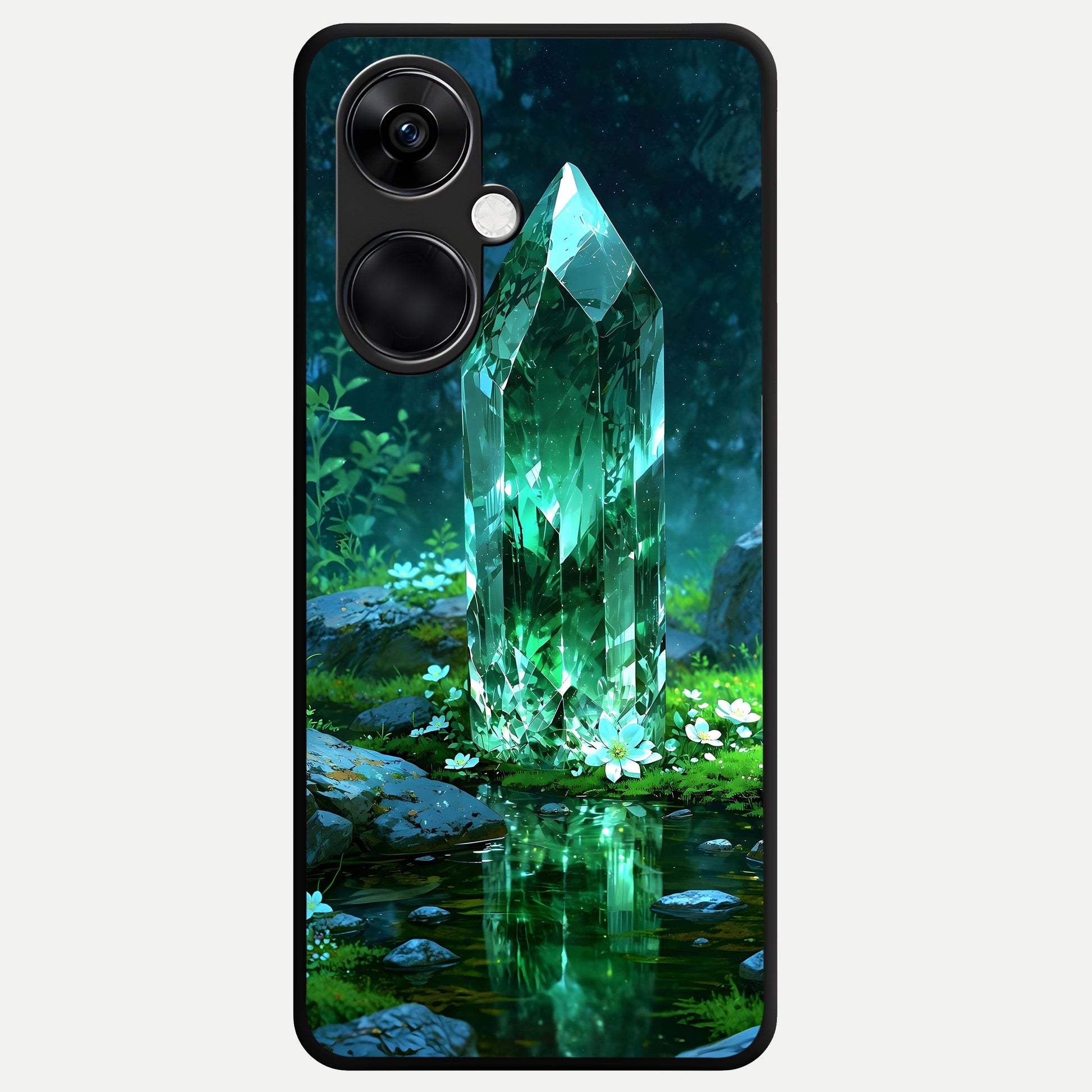  Emerald Light Crystal Glass Case For Oneplus Nord CE3 back cover – full design glossy printed glass finish