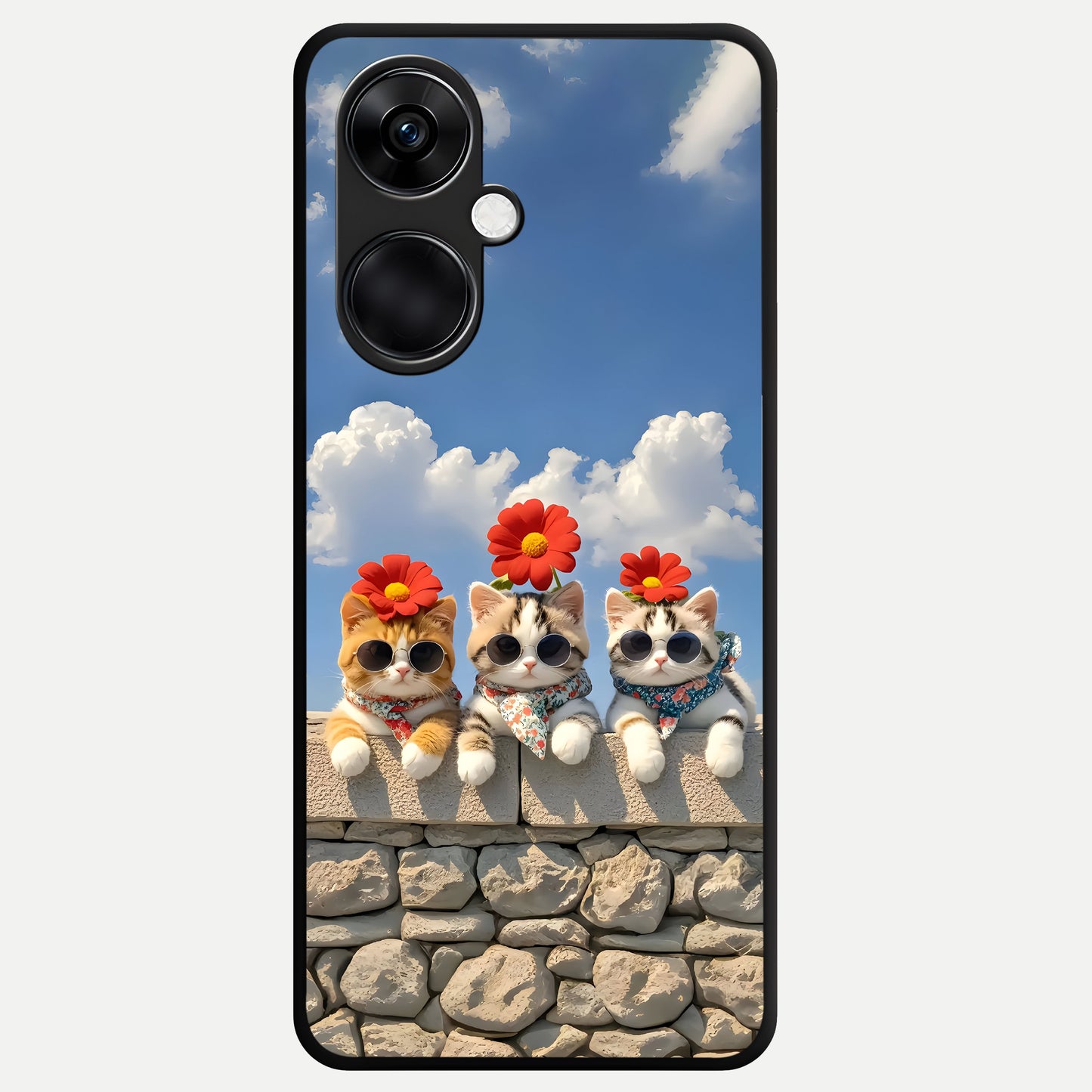  Floral Kitty Squad Glass Case For Oneplus Nord CE3 back cover – full design glossy printed glass finish