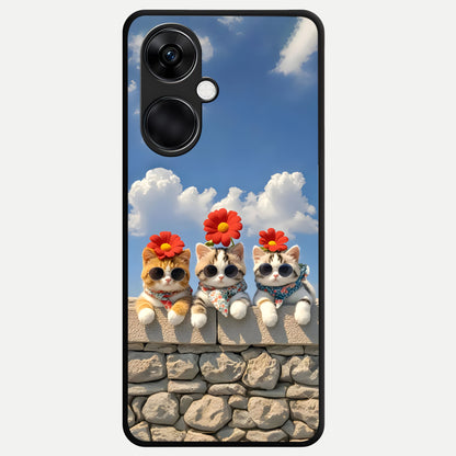  Floral Kitty Squad Glass Case For Oneplus Nord CE3 back cover – full design glossy printed glass finish