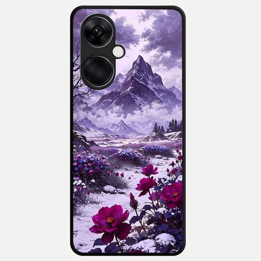  Flower Mountain View Glass Case For Oneplus Nord CE3 back cover – full design glossy printed glass finish