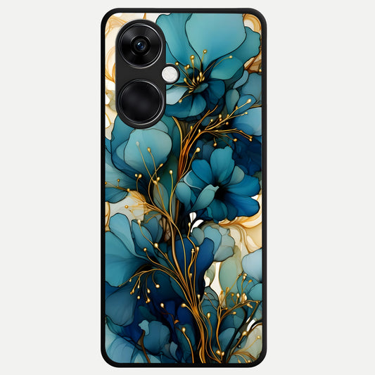  Golden Bloom Symphony Glass Case For Oneplus Nord CE3 back cover – full design glossy printed glass finish