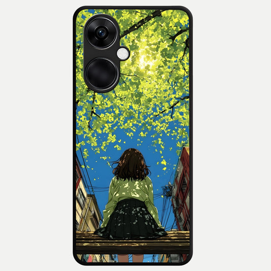  Golden Leaves Glow Glass Case For Oneplus Nord CE3 back cover – full design glossy printed glass finish